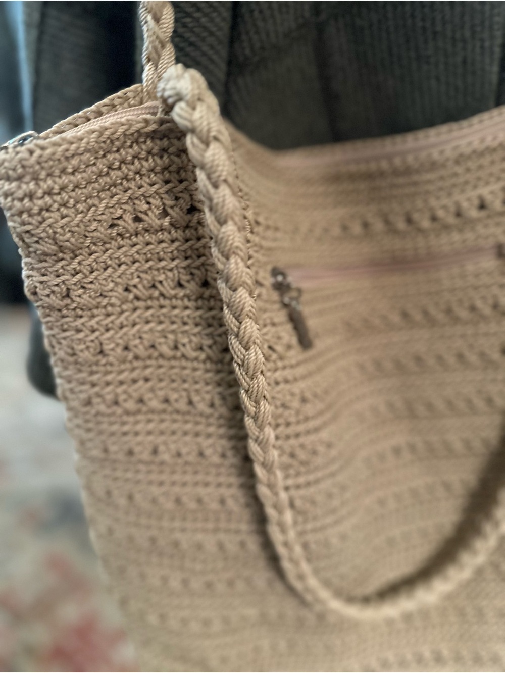 The Sak Y2K Slouchy Beige Crochet Woven Shoulder Bag Neutral Minimalist Boho - Picture 4 of 8